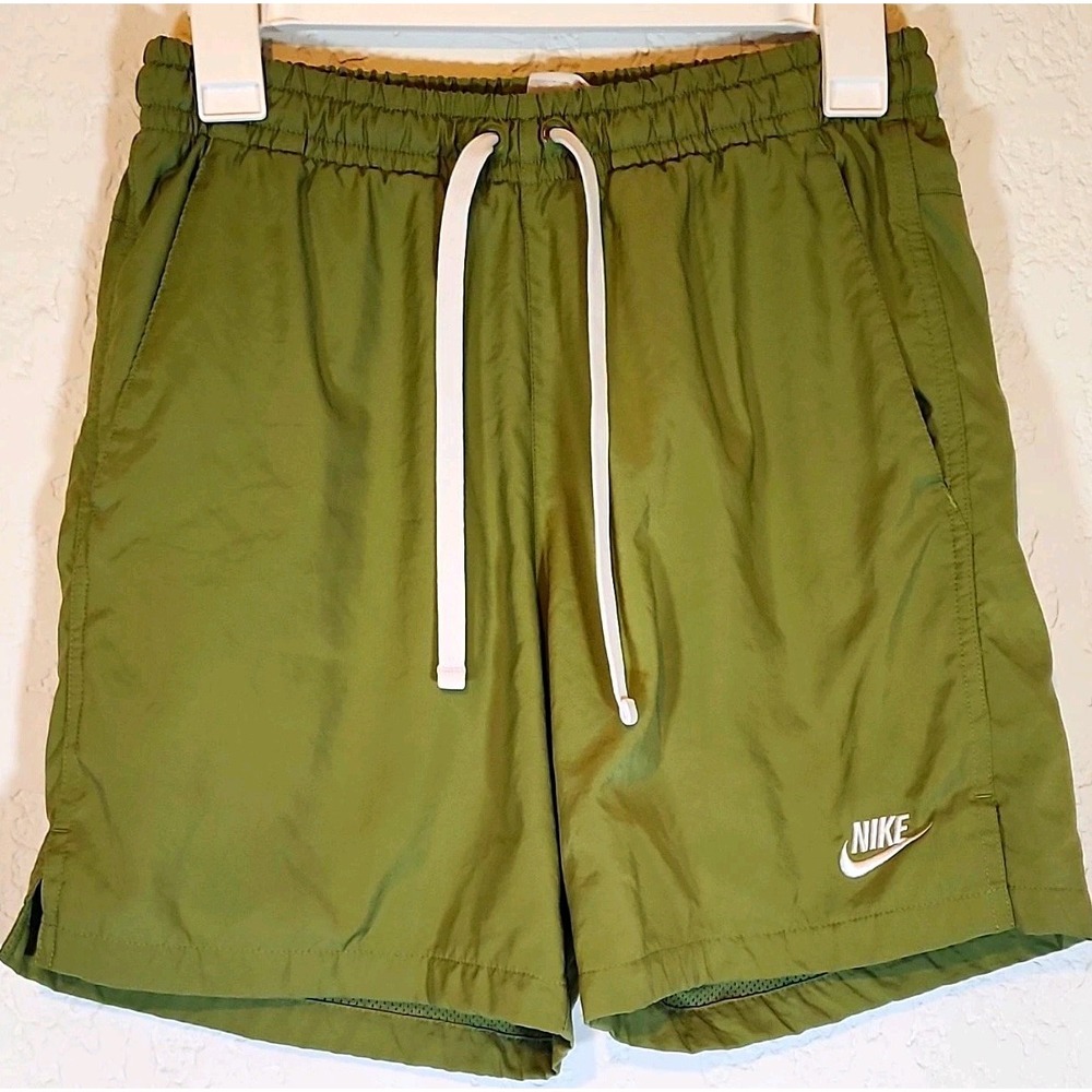 Nike Men's Swim Shorts S Green Solid Logo Pockets Drawstring Lined AR2382-334